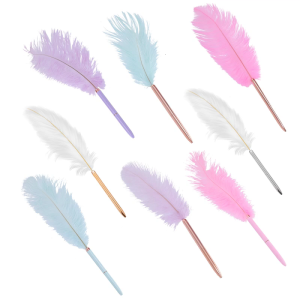 4pcs Feather Pen Ballpoint Pen Oil Pen Wedding Signing Pen Stationery Pen Smooth Writing Pen for Office School
