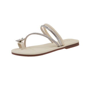 [Free Shipping] Flat-Soled Slip-On Sandals For Women New Summer Style Soft-Soled Perfect For Wearing With Dresses And Adorned With Rhinestones