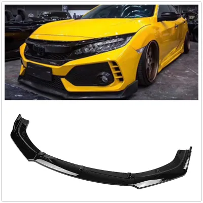 【New-store】 for Honda Civic X Fc Fk 10Th Gen 2016-2018 4 Door Sedan Front Bumper Spoiler Lip Gloss Black/Carbon Fiber Look Lower Splitter