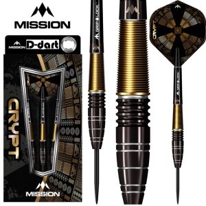 MISSION STEEL TIP DART - 22G/24G Crypt M1 Black Gold PVD 90% Tungsten Steel Darts (ARROW DART KELULI)