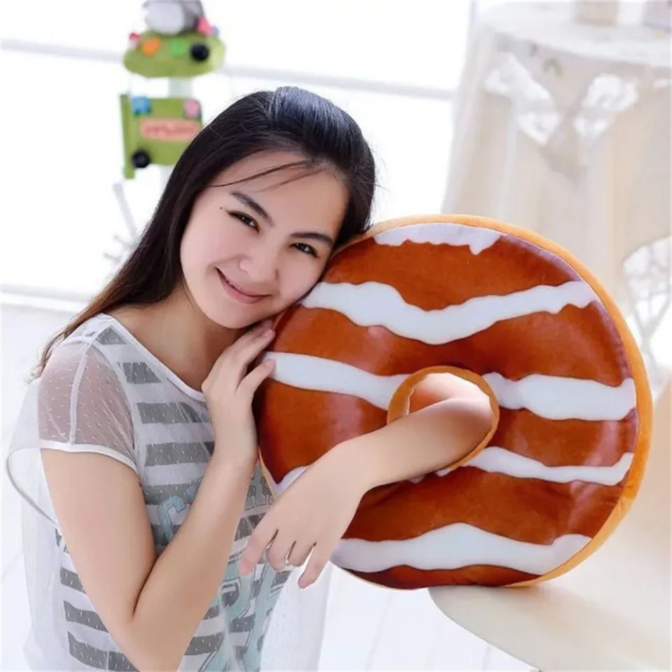 LUDEAU 40cm Kids Toy Chocolates Donut Nap Pillow Sofa Pillow Cover Donut  Stuffed Toys Donut Plush Toy Seat Cushion Pillow Doughnut
