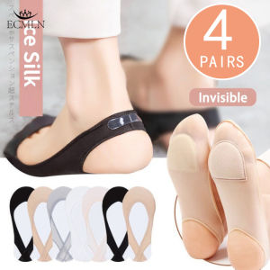 ECMLN 4Pairs Women Ice Silk Boat Socks Forefoot Pad Shallow Hollow Sling Non-Slip Sock Ultra-Thin Invisible Sock