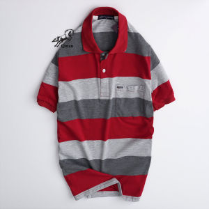 Áo polo nam trung niên tay ngắn ba sọc vải cotton mềm mịn không xù lông không phai màu form rộng rãi thoải mái