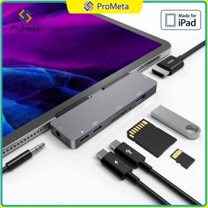 Penyesuai Untuk 7-in-1 IPad USB C Hub Adapter for IPad Air7 8 11 2025 M3 2026 M4 Ipad 11 A16 Pro 11/13inch 2024 Air 6 11/13inch 2024 Air 5 4 Pro 12.9 11 Inch Docking Station with HDMI PD Charging SD/TF Reader