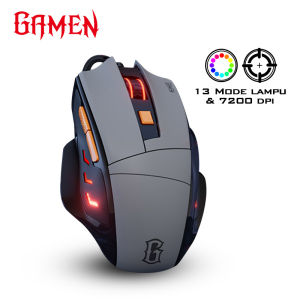 GAMEN Mouse Gaming Wired GM300 7200 DPI Black / Mouse USB / Mouse Gaming RGB - Garansi 1 Tahun