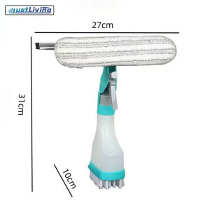 JustLiving 4in1 Glass Cleaner Brush Multipurpose Window Cleaner for Scraping/ Wiping/ Scrubbing and Spraying Multipurpose Spray Window Glass Wiper Brush Scraper Squeegee Home Cleaning Tool