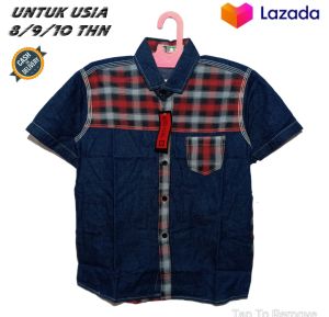 Kemeja Lengan Pendek Anak Laki LakiBahan Katun Strecth Adem Melar Motif Bermotif Polos Kotak Kotak Murah Umur 8 9 10 Tahun-UMMIBUSANA1813021624