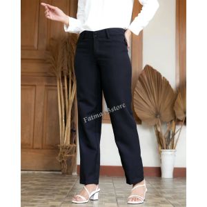 Celana Bahan Wanita Kantor / Celana Wanita Pinggang karet / Celana Kerja Wanta / Celana Kantor Wanita Formal Hitam