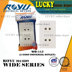 ROYU WIDE SERIES 1-GANG (WD111) / 2-GANG (WD113) / 3-GANG (WD115) UNIVERSAL OUTLET