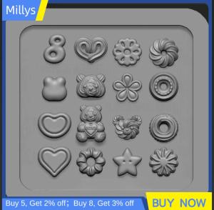 Millys แม่พิมพ์ซิลิโคน3D สำหรับการออกแบบเล็บบรรเทาโบว์สตรอเบอรี่บาร็อคการทำเล็บมือแม่แบบแผ่นเครื่องมืออุปกรณ์เสริม