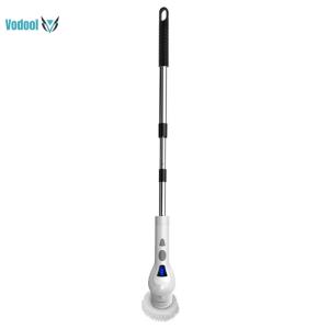 Household Cleaning Brush with 8 Replaceable Brush Cordless Shower Scrubber 2 Speed Portable Power Shower Brush with Adjustable Extension Handle for Bathroom Bathtub Kitchen Tile Floors [Vodool Official Center]