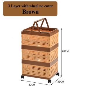 Collapsible Stackable Durable laundry Basket plastic storage with optional wheels or cover basket large capacity