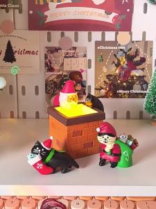 Santa Claus Chimney Night Light Christmas Cat Decor Cute Ornaments Gift for Girls and Girlfriend Creative Exchange Gift
