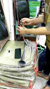 ยอดฮิต เสียงเพราะดังจัด แตรลมไฟฟ้า (ไม่ต้องใช้ถังลม) ใช้ไฟรถ12v. พร้อมติดตั้ง เงาทรงสวย สินค้ามาตรฐาน