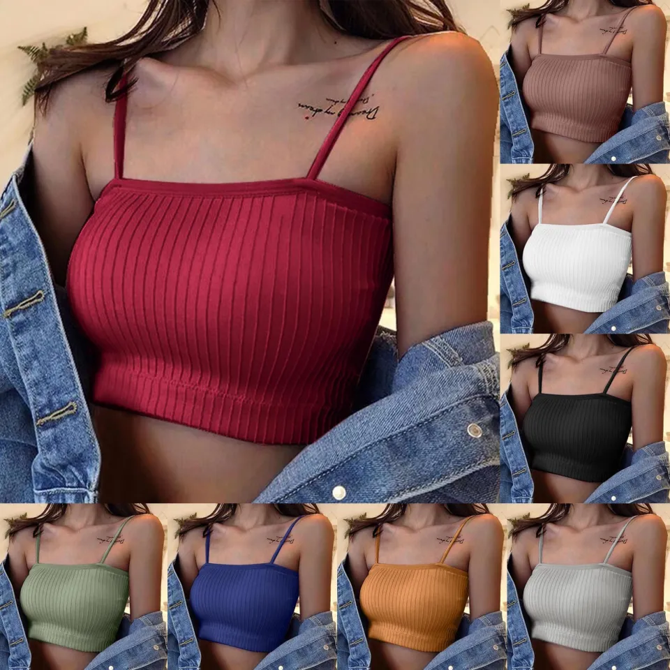 Solid Lingeriessleeveless Striped Bra Padded Tank Tops Spaghetti Strap  Bralette Crop Topbragas Lingeries For Woman Clothing - AliExpress