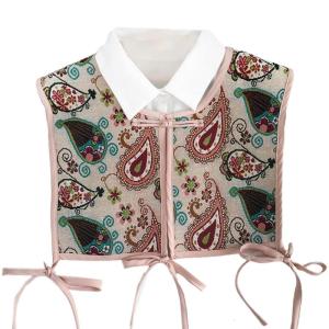 Women Chinese Style Embroidery Half Top Shawl Vintage Flroal Cheongsam Fake Collar Decorative Neck Cover Dickey Capelet