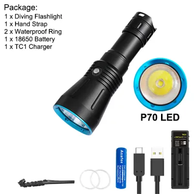 Asafee DA16S Diving Flashlight XHP70 LED High Power Led Flashlights 3600lm Underwater Torch Dive Light Outdoor Lighting Lanterns