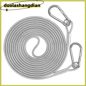 [Duola] สายจูงสุนัขสองหัวเชือกมัดพร้อมหัวเข็มขัดโลหะสายเหล็กป้องกันสนิมปลอกคอฝึกสุนัขกลางแจ้ง