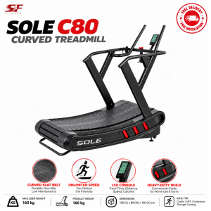 Sole C80 Curved Treadmill | Self-Powered Non-Motorised Slat Belt Commercial Gym Running Machine Singapore