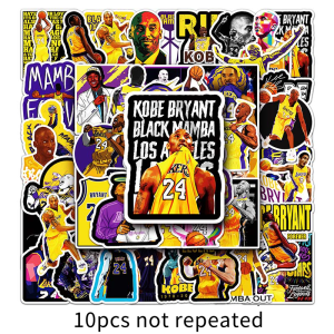 50PCS Basketball Star Kobe Bryant Waterproof Sticker Lakers Kobe Bryant Cartoon Sticker Decorative Luggage Laptop Car Helmet