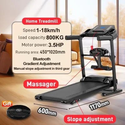 3.5HP smart treadmill LED Massage function walking machine household Foldable 1-18KM/H Ultra-Quiet Threadmill With Bluetooth Function Ipad support for super load-bearing black luxury discount style treadmill【COD + Same day delivery】