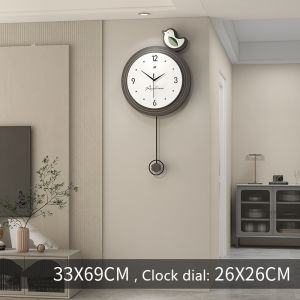 Minimalist Nordic Series Swing Wall Clock Hot Sale Home Living Room Simple and Fashion Mute Creative Vintage Clock Art Bird Decorations 33x69cm