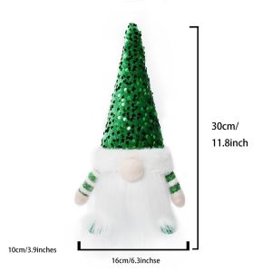 MADEWITH Fabric Christmas Gnome Figurine Plush White Beard Sequin Pointed Hat Tomte Figurine Freestanding Plush Gnome Doll Christmas Table Decor