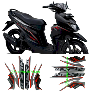 STIKER STRIPING LIS LES BODY MOTOR SUZUKI NEX II FI TAHUN 2019 FULL HITAM 1SET STANDAR