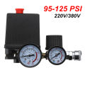 (in stock) 220V 0-180 Psi Air Compressor Pressure Switch Control Aluminum Alloy Valve Switch Manifold Relief Regulator Gauges W/Quick Connector. 