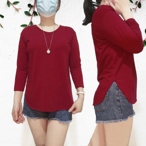 Kaos Wanita V-neck Oval Lengan 7/8 / tshirt wanita polos bahan spandeks