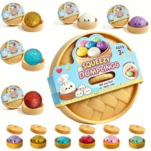 Premium Squishy Steamed Bun Dumpling Toy Slow Rising Glitter Stress Relief Ball Soft Stretchy Fidget Desk Toy Home Office Decor