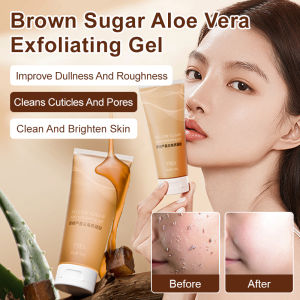 Brown Sugar Aloe Vera Exfoliating Gel Portable to Clean Facial Pores Gentle and Non-Skin-Damaging Refreshing and Non-Sticky Deep Cleansing Exfoliating Gel for Face Yellow Sugar Aloe Vera Gel for Dead Skin Removal