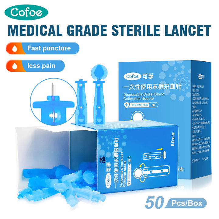Cofoe Sterile Blood Glucose Lancets ( 28G ) Painfree Acne Needles Suit