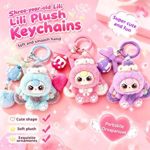 BUY 1 TAKE 2 Cute Cartoon Bow Flocked Keychain Made Of Super Soft Plush Material Available In Multiple Colors A Dopamine-Inducing Girly Accessory Trendy Bag And Phone Charm Affordable And Creative Gift For Students