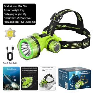 Acciaiie Diving Flashlight Headlight Flashlight Rechargeabl Waterproof Outdoor Diving Headlamp