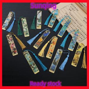 SQ Stationery [Flash Sale] 1 Pc Retro Floral Painting Metal Bookmark Hollow Bronzing Bookmark With Tassel Stationery Gifts For Book Club Reader