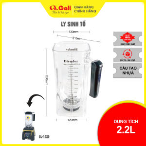 Bộ Ly sinh tố công nghiệp Gali 1509 Ca dung tích 2 lít dao 6 lưỡi inox 304 sắc bén đa chức năng xay hàng chính hãng
