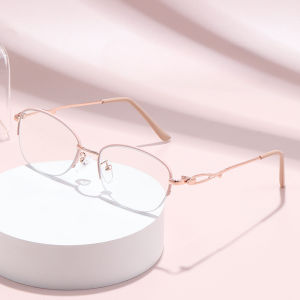 JN IMPRESSION Half-frame Reading Glasses Fashionable Style Temples with Flowers for Middle-aged and Elderly People Hollow Exquisite and Elegant Ladies Anti-blue Light Reading Glasses