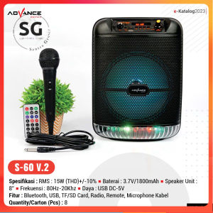 Advance Speaker Bluetooth Music & Karaoke 8 inch & 6 Inch S-60  / S60 8" Free Mic