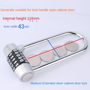 U-shape Password Padlock 5-Digit Combination Lock for Door Cabinet Zinc Alloy Extra Long Padlock