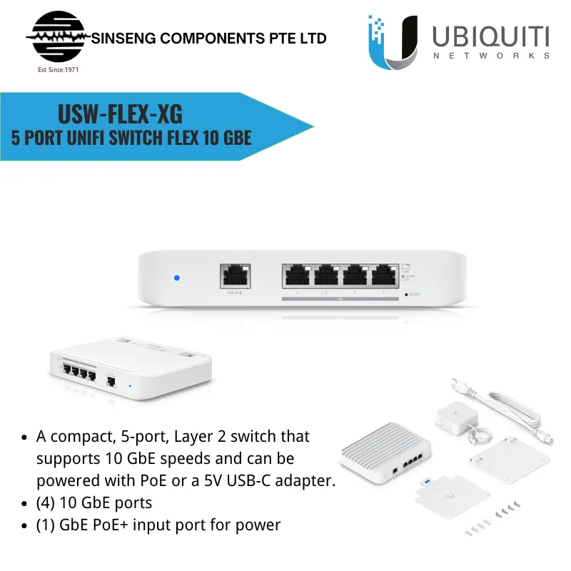 Ubiquiti UniFi 10G Network Switch | USW Flex XG 5 Port Switch Flex