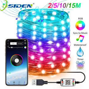 Smart APP Copper Wire Light String Symphony Light String Bluetooth Light Belt Music Synchronization Christmas Family Party Wedding Birthday KTV Bar Bedroom Kitchen Decorative Light String Light Belt Ramadan holiday string lights