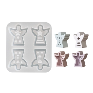 Desk Ornament Mould Flexible Silicone Mold for 4 Pattern Angel Shaped Atmosphere Light Festival Home Decoration Mold