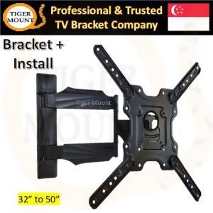 [Swivel TV Bracket X4 With Installation Included] / Pull in Out Turning Angle / TV Wall Mount / For Smart/LED/Thin Television 32/43/47/48/49/50 inches[Black]