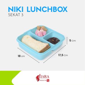 CJP Kiara - Kotak Makan Niki Lunch Box Sekat 3 / Kotak Makan Lucu BFA Free dan Food Grade