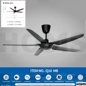INOVO DC Motor Remote Control C Series Q10 40" & 54" Ceiling Fan 5 Blades Silent Kipas SIling