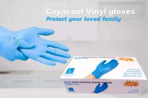 100PCS Disposable Gloves Blue Black White Pink Purple Small to Large Vinyl/Nitrile Blend Powder Free Latex Free Non-Sterile Multi-Purpose Single Use