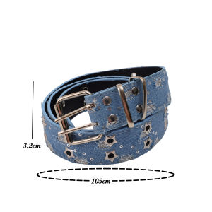 New Luxury Belt Black Punk Accessories Blue Denim Girdle HipHop Y2K Star Hollowed Pin Buckle Waistband For Men Women