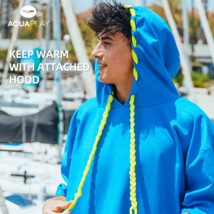 AquaPlay Sky Blue Braided Hat Rope Hooded Beach Poncho Couples Sun Protection Quick-Dry Surfing Diving Bathrobe