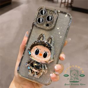 Cartoon Mirror Bracket Magnetic Phone Case iPhone 16 Pro Max 15 14 13 12 11 Casing for iPhone Case Silicone Soft Shell TPU Shockproof